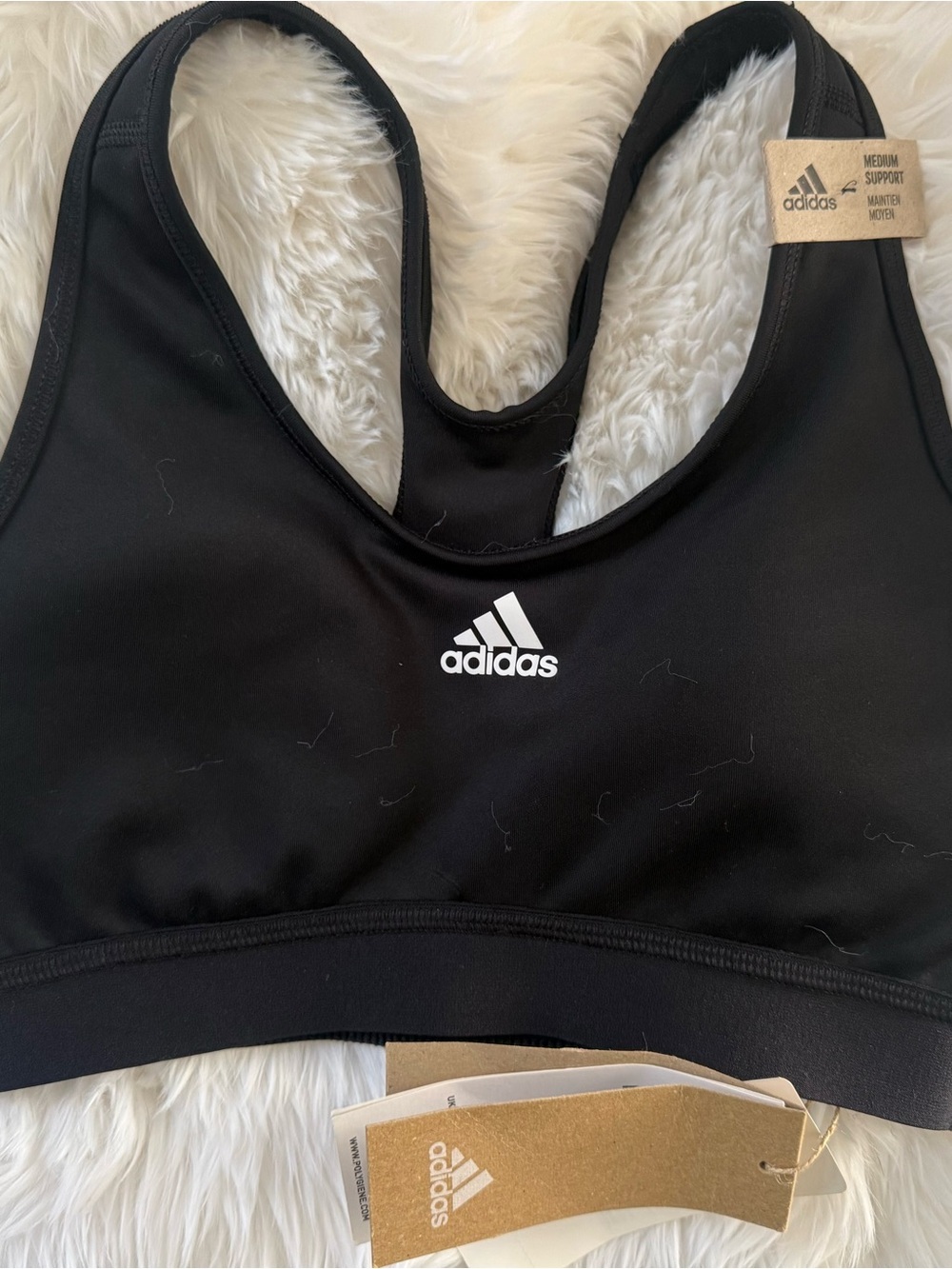 adidas Black Racerback Sports Bra with Logo